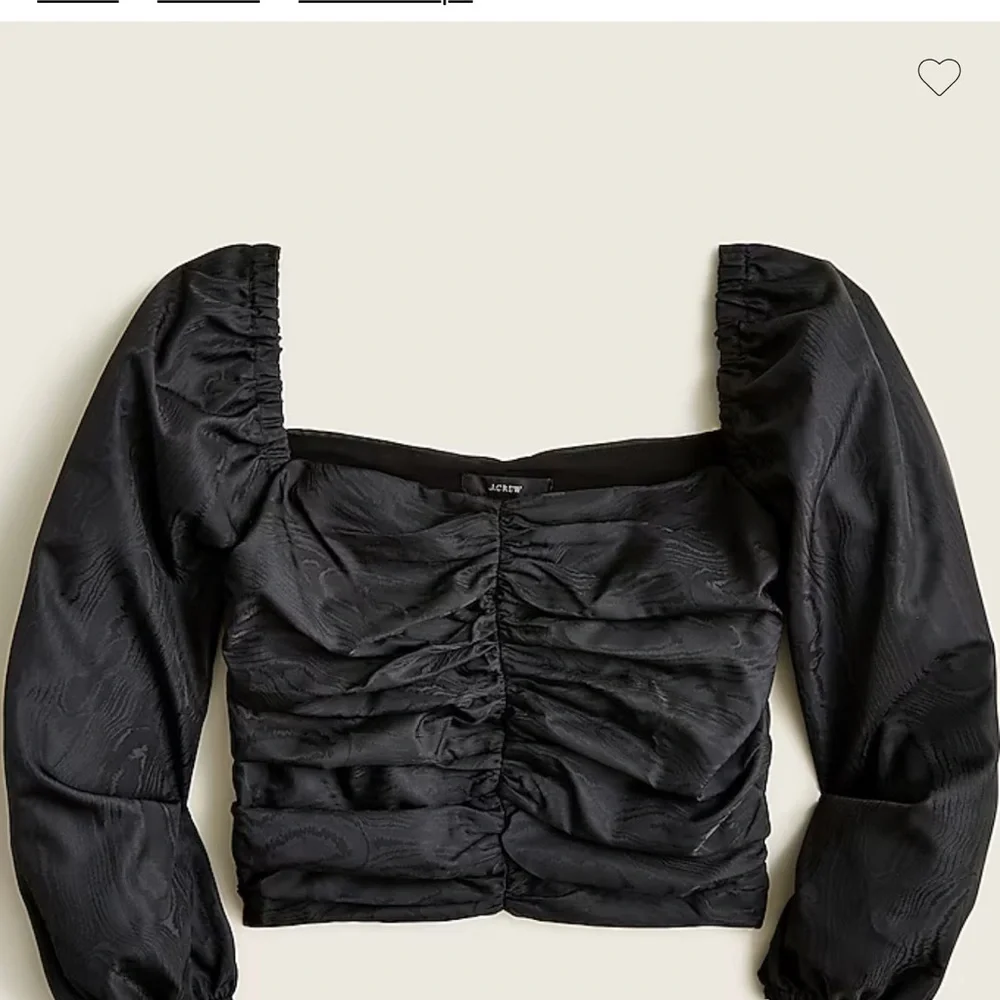 NWT J. Crew blouse 10 cropped Black Ruched puff sleeves